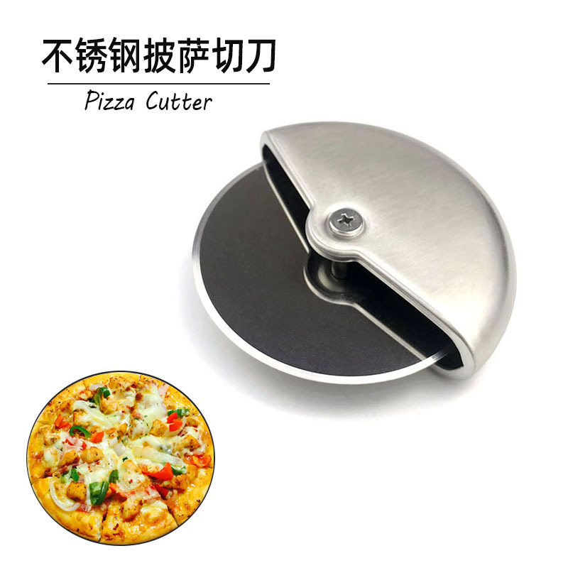 Stainless Steel Round Pizza Cutter Household Roller Pizza Knife All Steel Pizza Cutter Pizza Knife Kitchen Tool