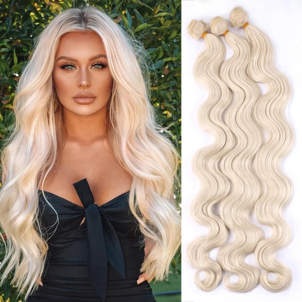 Hårforlængelser Kemisk fiber Højtemperatur silkestrikket hårforlængelse Parykker Big Wave Bodywave Parykker Hårskudsplet_voghion.com