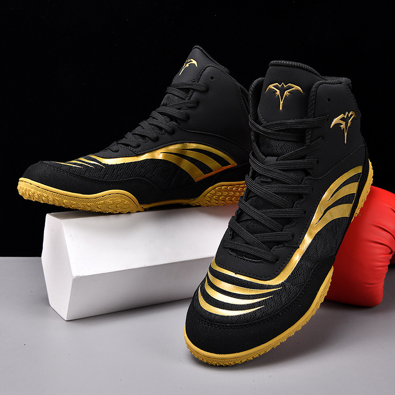 Nuevos zapatos de levantamiento de pesas de dos colores de alto nivel de comercio exterior, zapatos de lucha libre 2025, nuevos zapatos de boxeo de tamaño grande transfronterizo