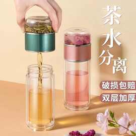 茶水分离杯双层泡茶玻璃杯子明透泡茶水杯过滤便携水杯女男士茶杯