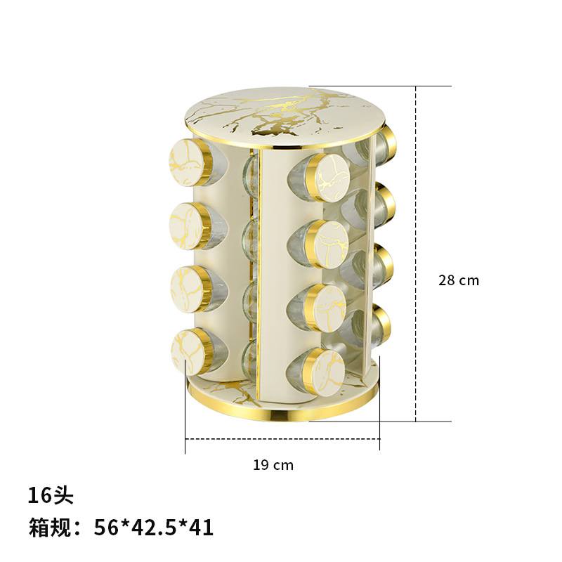 Botella de condimento de cocina estante conjunto redondo mármol estante de condimento de acero inoxidable estante giratorio
