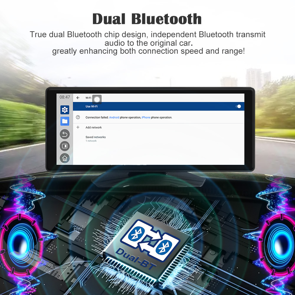 10.25inch Dual Wifi Dash Cam Wireless Carplay Smart Screen Android Car Navigation System