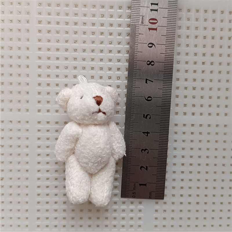 棉花毛绒娃娃6cm米白珍珠绒关节小熊装饰品配件材料辅料现货批发
