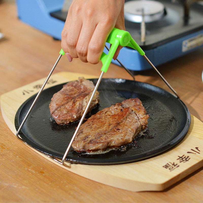 Pequeña Felicidad de hierro fundido ronda hogar frito Placa de filete Placa de barbacoa plato de filete Placa de hierro comercial coreano barbacoa pan