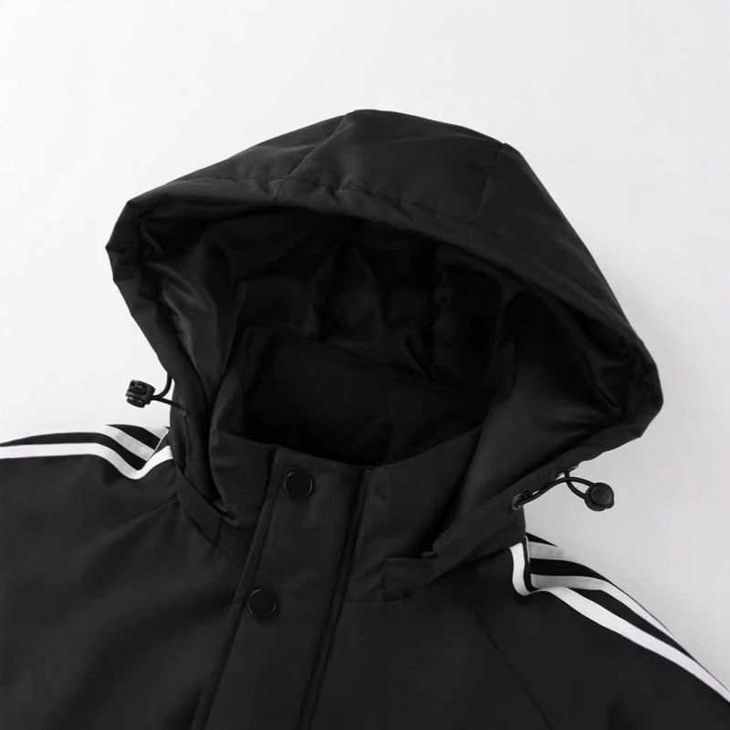 Capa de algodón de invierno para hombres gruesa con capuzas de tres barras de algodón sombrero desmontable chaqueta de algodón suelta de gran tamaño calentamiento ropa de pan casual