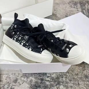 High-End D Home Letter Elastic Knitted Thick-Soled Socks Shoes for Women Presbyopic Canvas Shoes Sports Casual Sneakers for Women