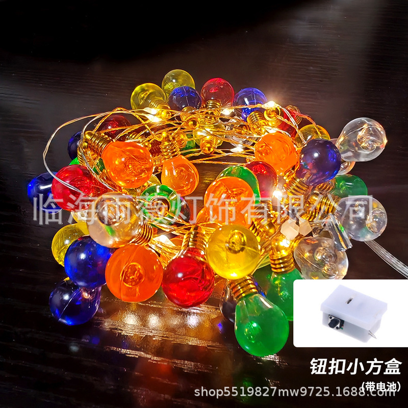 クリスマス弾丸ビーズチェーンledライトストリングメッキ電球プラスチックライトストリングクリスマスツリー装飾ミニネオンストリング|undefined