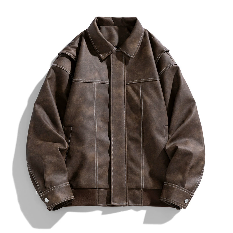Пальто летнее retro polyurethane trend demi-season autumn мужская куртка для отдыха, американский стиль, свободный крой