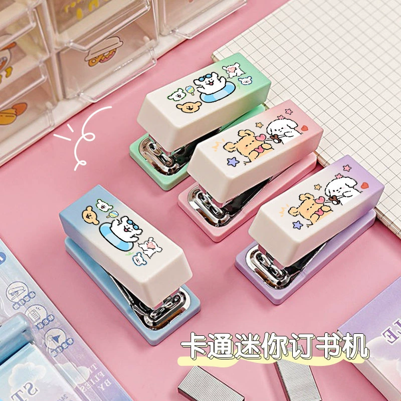 Периферийный степлер Line Puppy, милый компактный степлер для домашнего офиса, студенческий портативный и прочный степлер