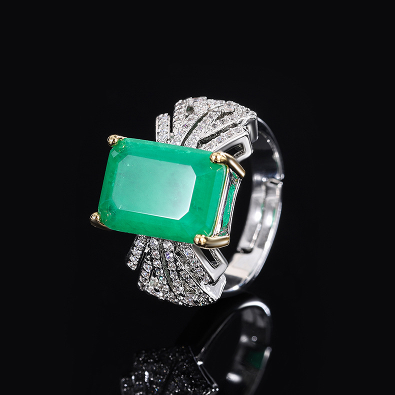 Fashion Square Brass Inlay Zircon Rings 1 Piece