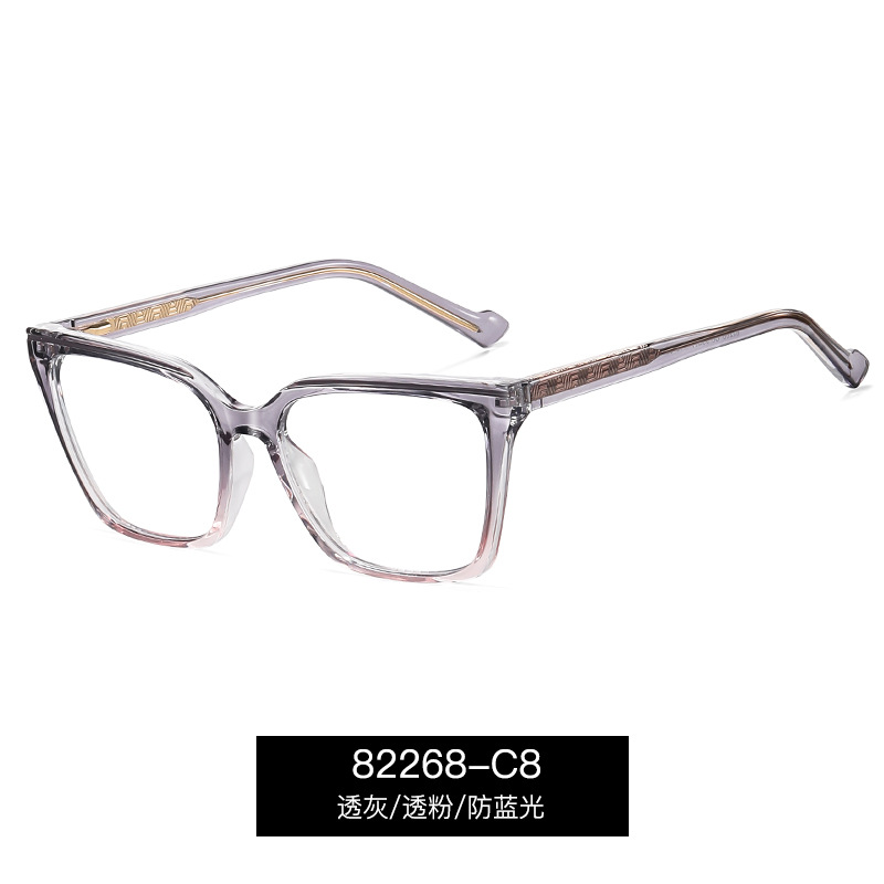 82268 nuevo modelo de comercio exterior TR90 gafas cuadradas anti-luz azul moda femenina CP propiónico pie espejo de computadora marco de miopía