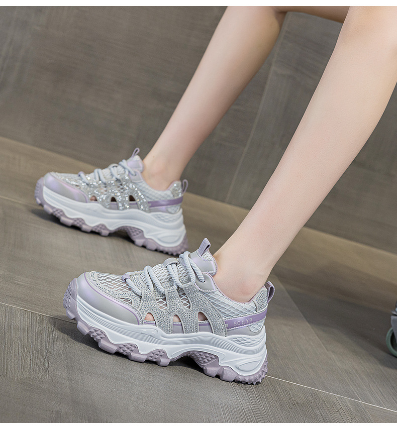 Giày sneaker nữ đế dày tăng chiều cao lưới thoáng khí mùa hè 2026 — Trắng 5075, Champagne 5075, Tím 5075 chi tiết 20
