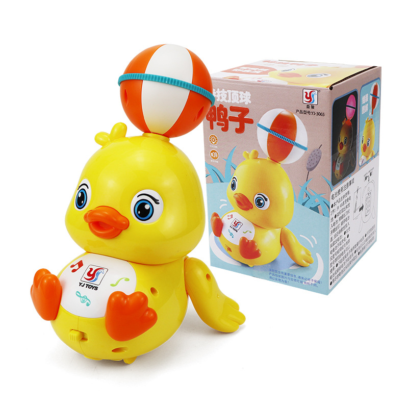 Nuevos productos transfronterizos luces y música eléctricas universales acrobacias topball pato 360 grados de rotación de dibujos animados pato juguetes para niños