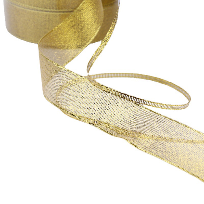 Glitter Ribbon Golden Silver Ribbon cinta de Navidad embalaje de regalo para hornear cinta decoración de la boda cinta festiva al por mayor