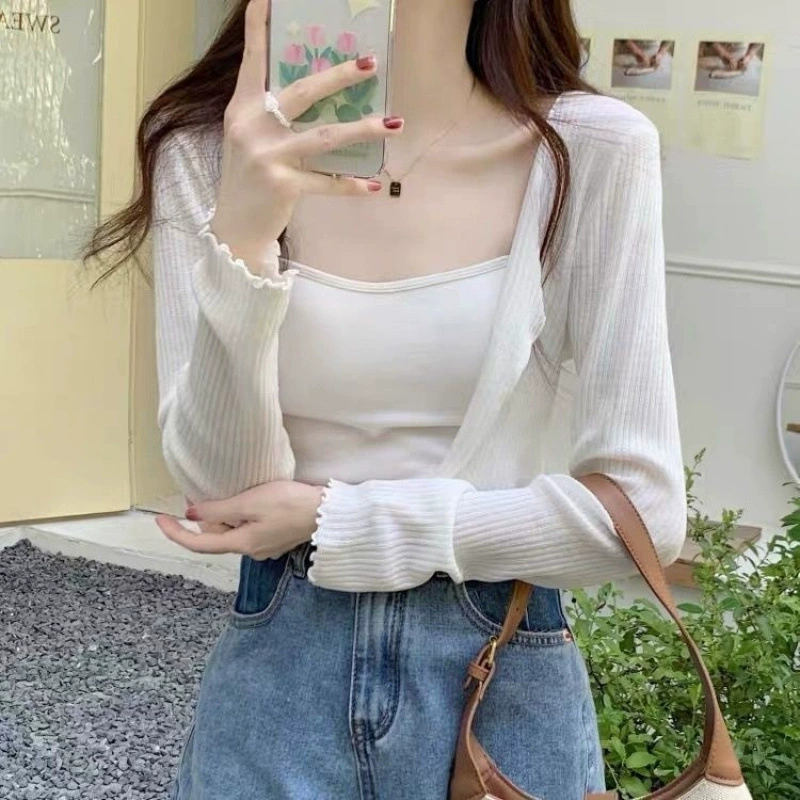 Summer silk cardigan, thin long-sleeve, sweater, jacket