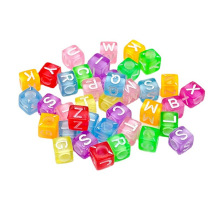 亚克力字母珠正方形英文珠 DIY手工串珠儿童益智方形水洗喷漆散珠