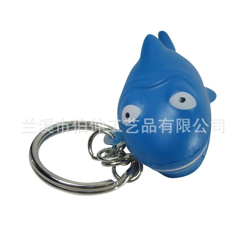 跨界热卖PU鲨鱼钥匙扣发泡海棉PU压力球玩具儿童成人挤压印刷loog
