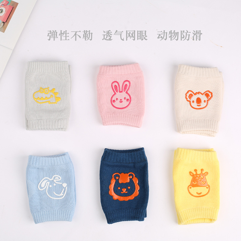 Primavera y otoño nuevo bebé rótula recién nacido antideslizante gateando calcetines de malla de dibujos animados animal macho y hembra bebé rótula