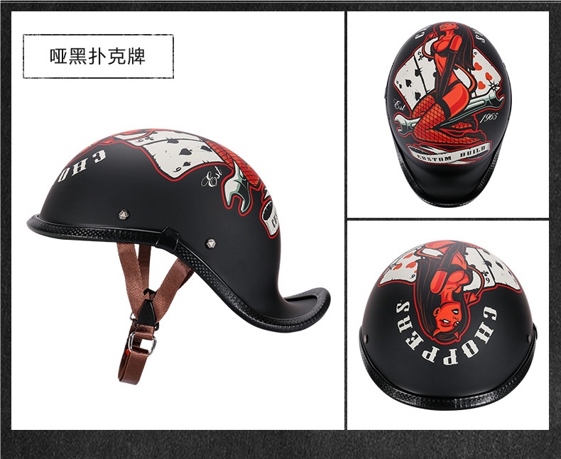 Vday Marvel Co-Branded Genuine Retro Helmet Scoop Helmet Large Size Half Helmet Electric Motorcycle Motorcycle Men and Women Summer