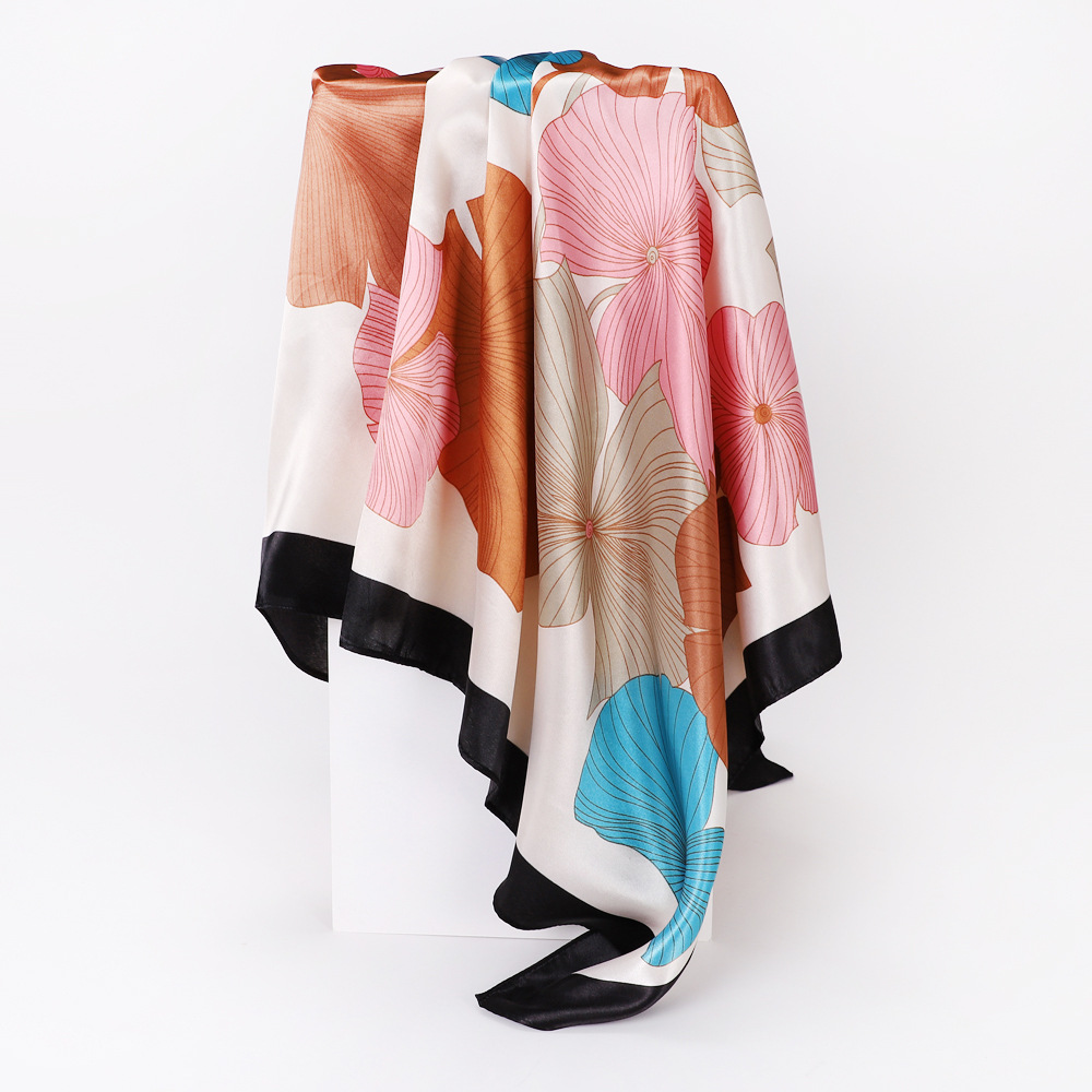 Casual, Holiday Occasion Satin Material Women's Lady Flower Satin Printing Silk Scarf