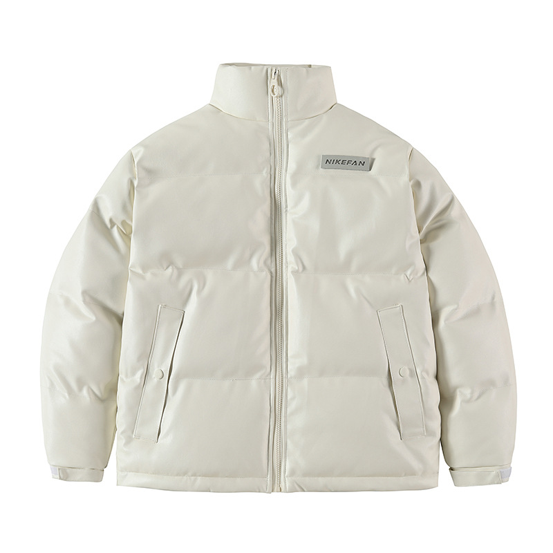 Herren Stehkragen PU Leder Bomberjacke Winter Samtgefüttert Verdickter Mantel Warm Gepolsterter Parka Stilvolle Streetwear_voghion.com