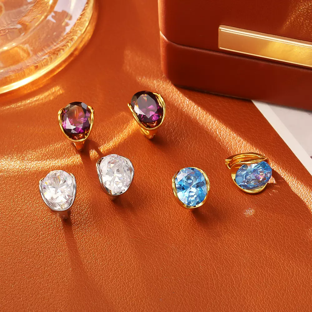 爆款超闪亮锆石水晶耳环轻奢时尚高级感简约百搭耳饰网红辣妹耳扣