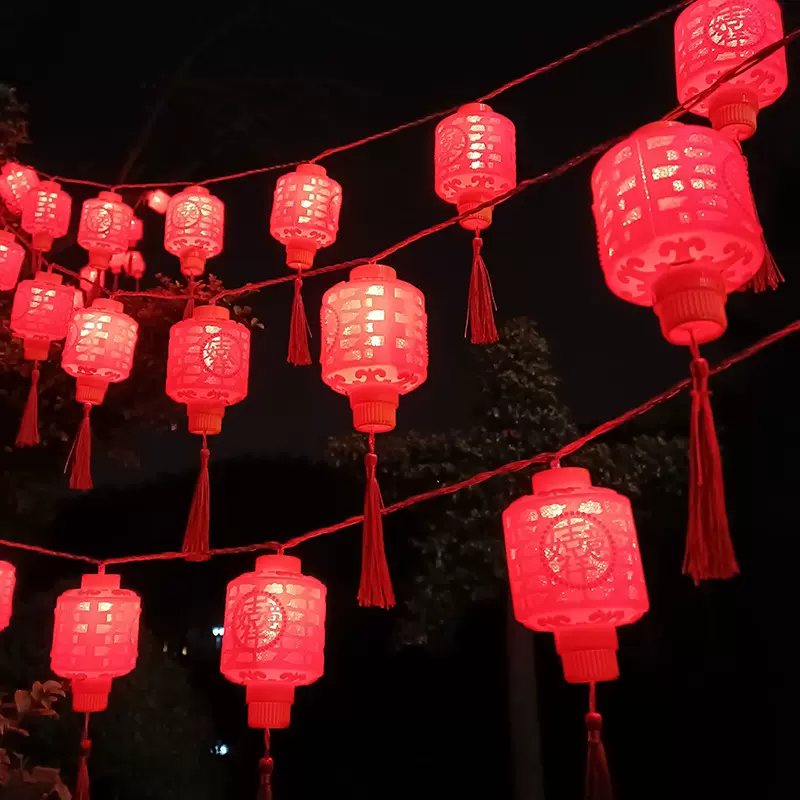 太阳能灯笼串led红灯笼灯串春节新年节日彩灯庭院装饰户外防水灯