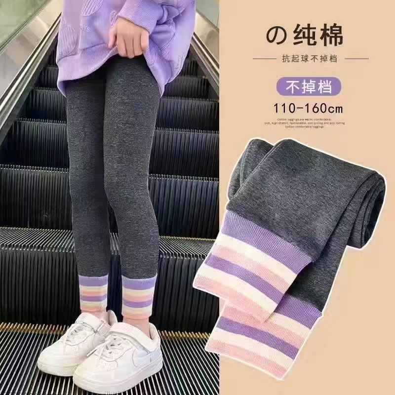 Pantalones para niñas primavera y otoño polainas para niños algodón nuevo desgaste al aire libre pantalones de primavera para niñas niños medianos y grandes todo partido moda