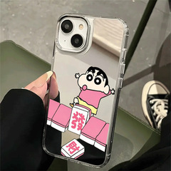フォーチュンクレヨンしんちゃん Apple 16PROMAX 携帯電話ケース iPhone15 ハードシェル 14 ミラー 13 漫画 12