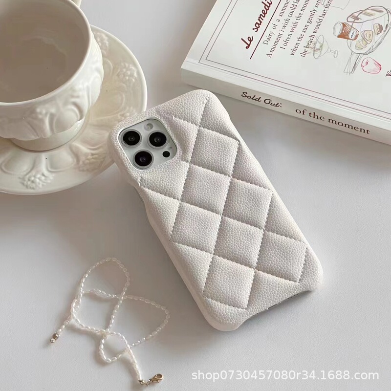 New suitable for Apple 14 neutral Plaid caviar iphone1312 advanced Chanel style mobile phone protective case