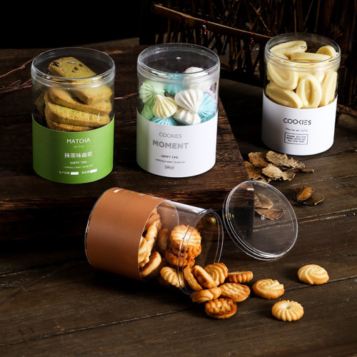 PS jar round cookie packaging box transparent plastic chocolate candy cute packaging sealed jar