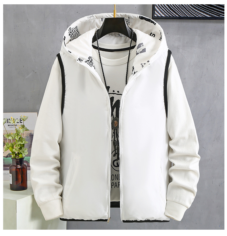Daunenweste Herbst und Winter Neue Herrenbekleidung Kurzmantel auf beiden Seiten Lose Kapuze Beliebtes Baumwoll-Tanktop_voghion.com