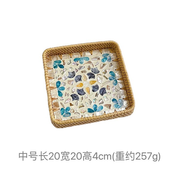 Vietnamese rattan shell tray fruit plate grows square tray household…