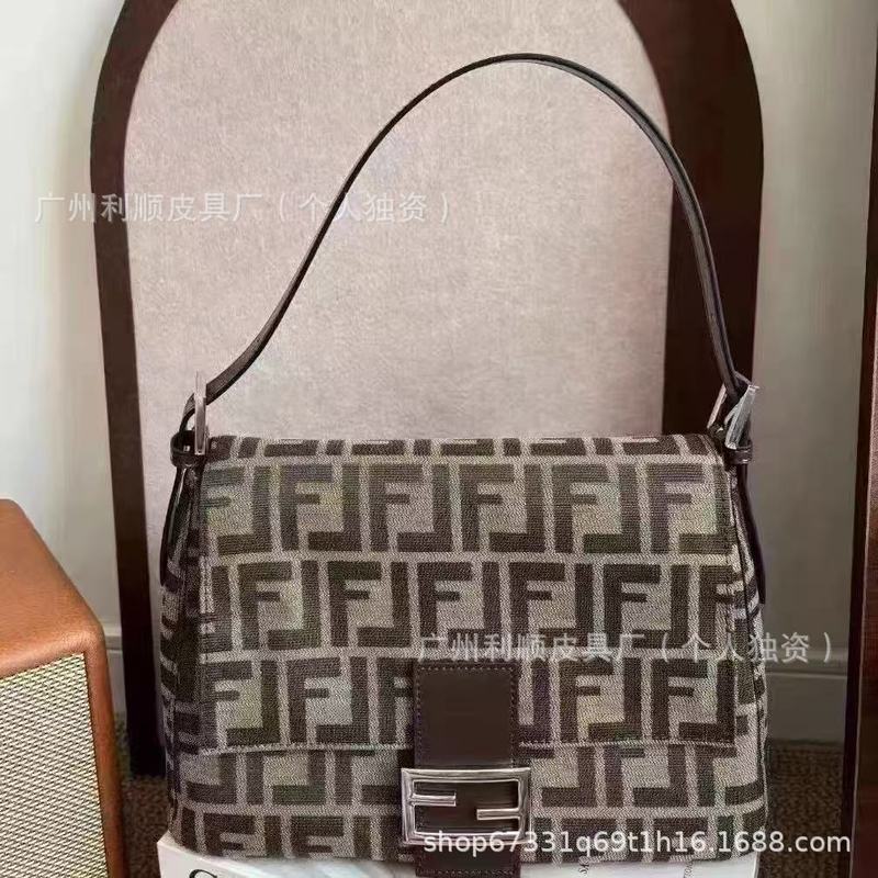直供跨境货源老花帆布腋下包FF中古法棍包经典百搭女单肩斜挎|undefined