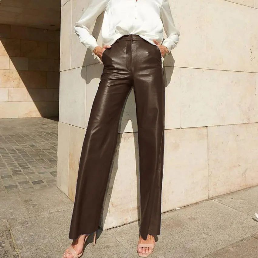 Women's Holiday Street Retro Solid Color Full Length Casual Pants Straight Pants display picture 2