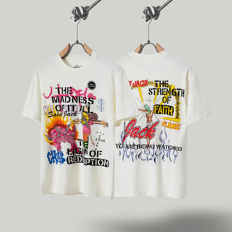 Travis de manga corta M mark Scott pequeño pato amarillo cactus relámpago rap tour TS pareja conjunta camiseta de hip-hop