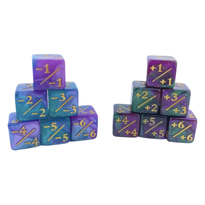 Акриловые кости Многоцелевой развлекательный mtg мауди игральные кости 16mm квадратный угол-плюс или минус цвет Dice