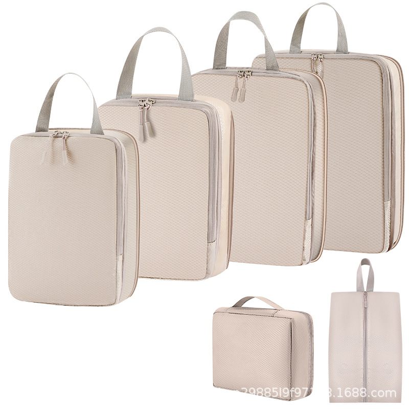 4 장 세트 + 워시 백 + 신발 가방 [6 장 베이지]]