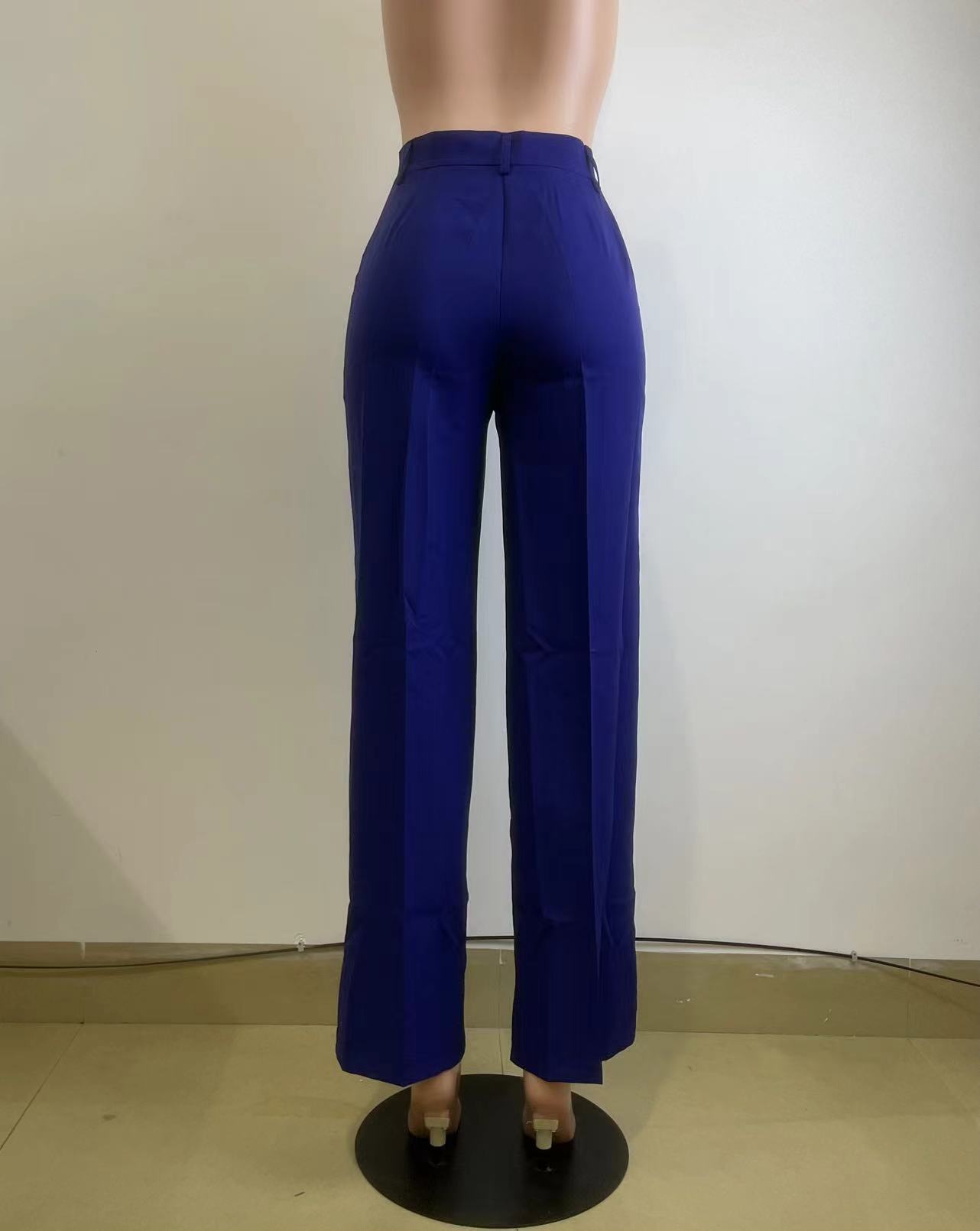 High waisted straight wide leg casual trousers_mkmklike.com