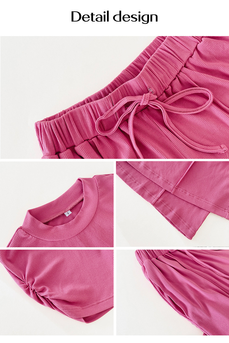 Women's Clothing Summer Leisure Suit Sleeveless Round Neck Short Slim Fit Top Wide Leg Pants Two Piece Suit_ecoleips.com