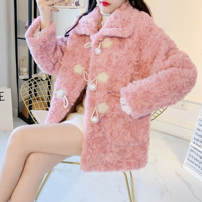 2025 New Winter Cashmere Jacket for Women Thickeneded Korean Style Loose Small Fragrant Leather Jacket Young Style