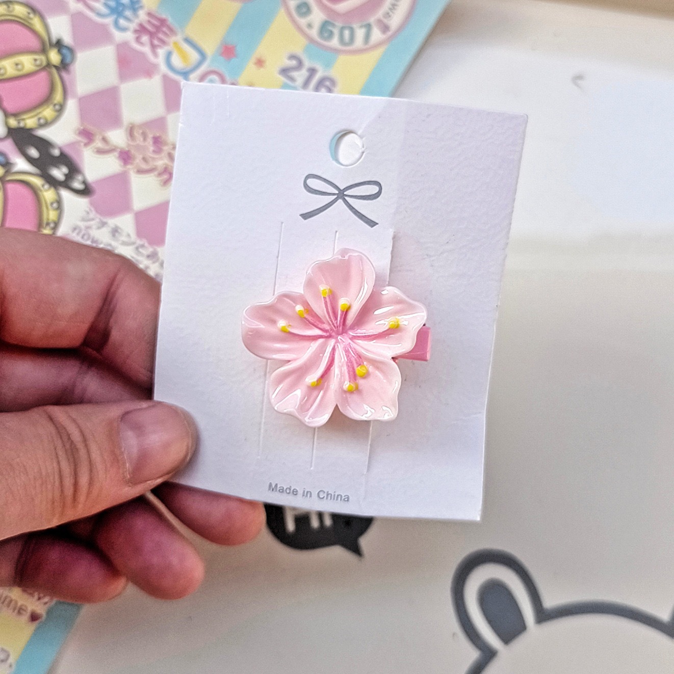 모조 벚꽃 머리핀
