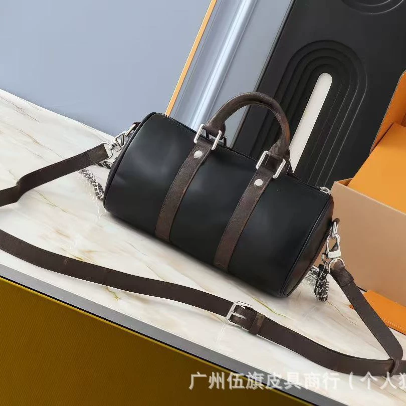 Keepall25 черная военная черно-белый цветок тиснение кожаная сумка через плечо диагональная высокая-end мужская сумка кожаный ремесленный