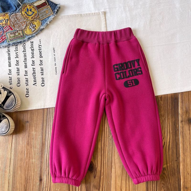 【現物】日系児童服中古DD児童アルファベットプリントとベルベットの厚いズボンのズボン|undefined