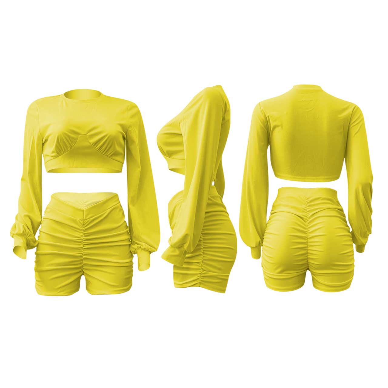 fashion solid color pleated sports leisure suit NSNK64936