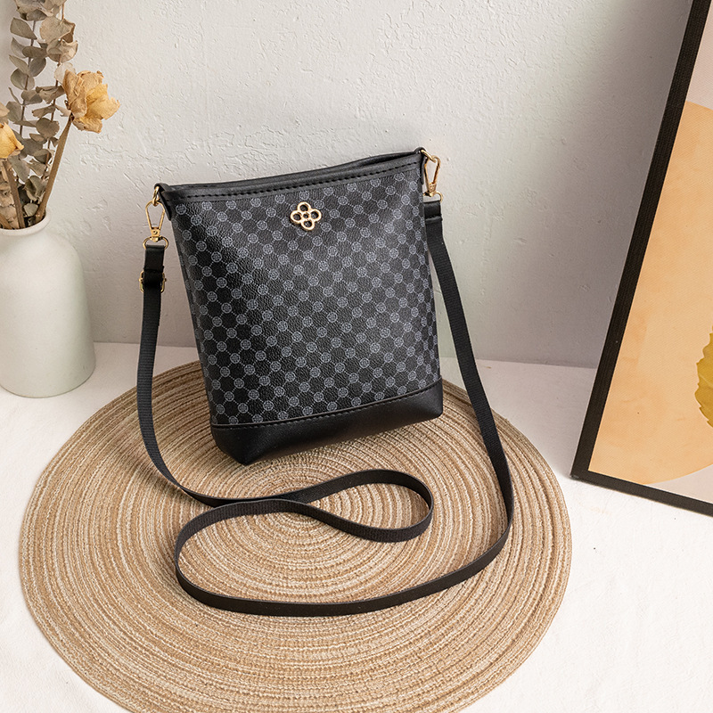 Bolso de Balde Retro con Estampado de PU con Cierre de Cremallera para Uso Diario