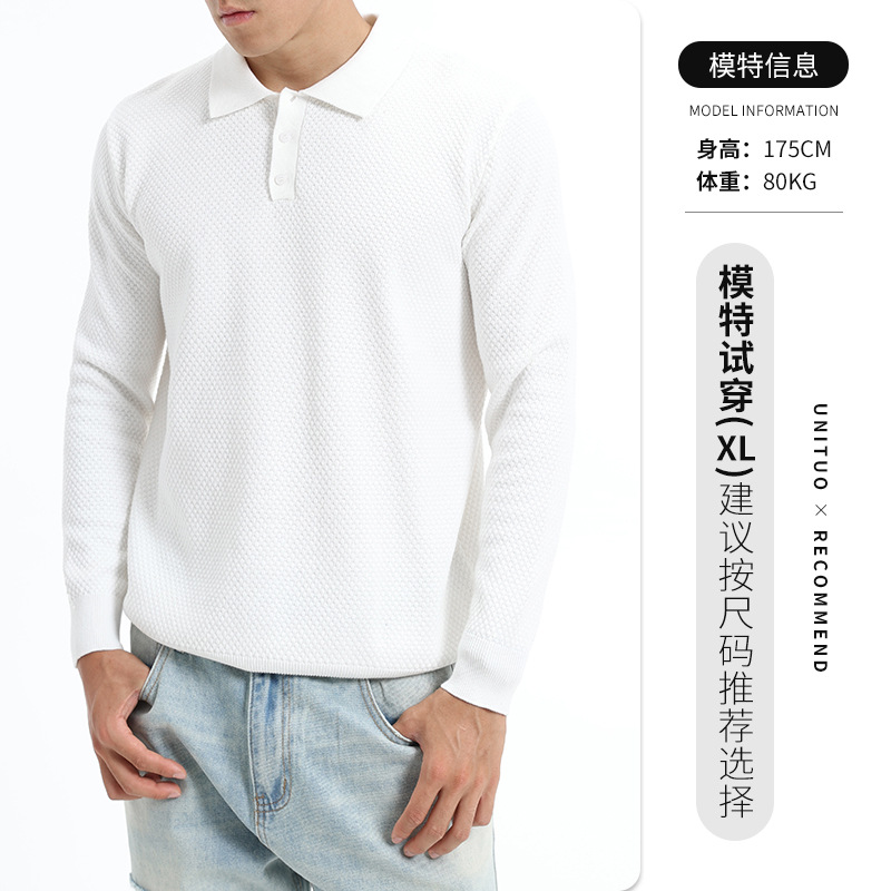 Otoño y invierno ropa de hombre nueva solapa algodón piña suéter para hombre base casual polo jersey suéter para hombre
