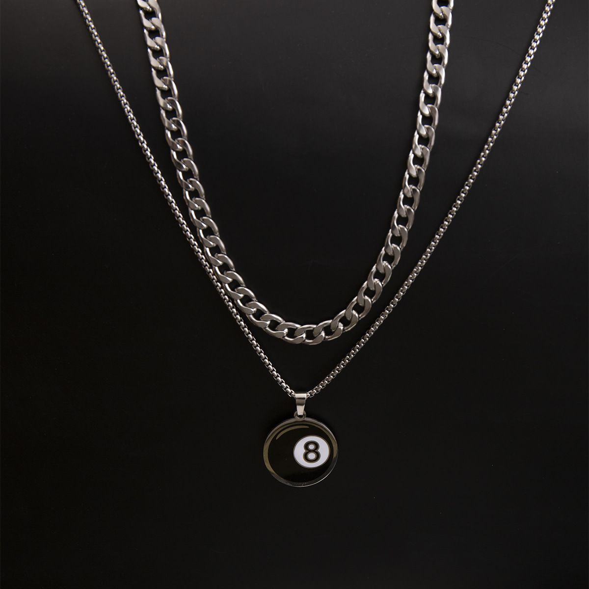 Vacances Style Classique Couleur Unie Acier Au Titane Émail Hommes Collier En Couches Hommes Colliers En Couches display picture 3