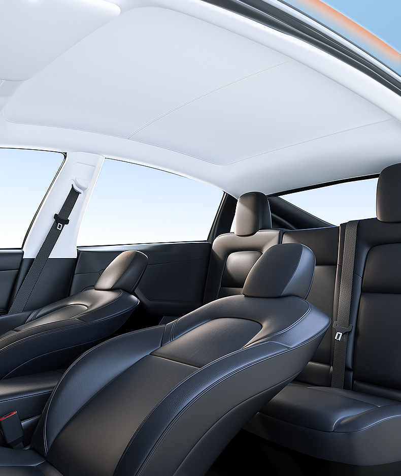Suitable for Tesla Model Y New Version Sunshade M3 Ice Crystal Double-Layer Segmented Sunroof Sun Protection Magnetic Insulation Curtain