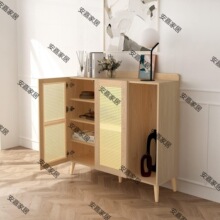 柜方形工厂柜门家具边藤制亚马亚马逊柜藤编跨境餐玄关储物柜现代